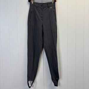 VTG Post Card Women Academia Embroidered Wool Blend Stirrup Pants Size 6 Italy